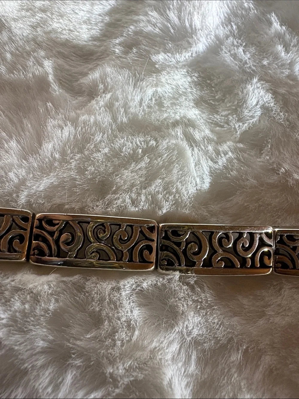 Brighton Filegree  scrollwork Hinged 7 links bracelet. Stamped .